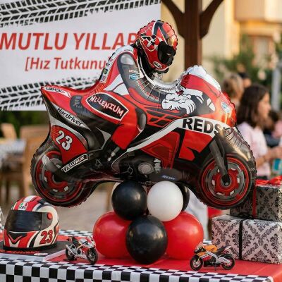 Yarış Motosikleti Şekilli Folyo Balon - 1