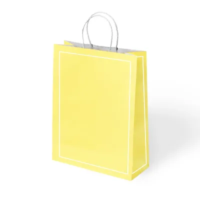 Yellow Macaron Paper Bags with Twisted Handles - 1