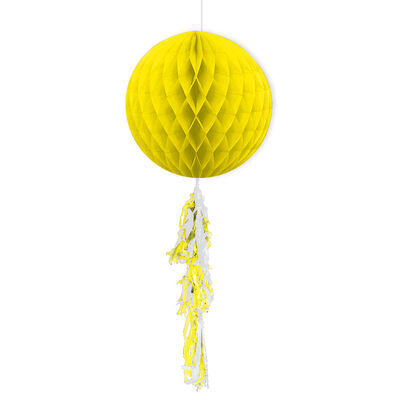 Yellow Paper Honeycomb Balls with Tassel - 2