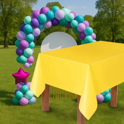 Yellow Plastic Table Cover - 1