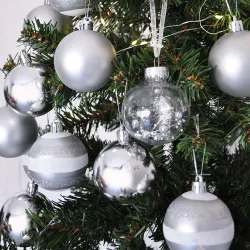 Gümüş Yılbaşı Ağaç Süsleme Seti 24 Parça - 2