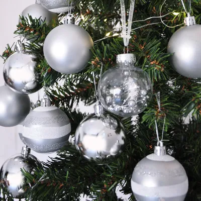 Gümüş Yılbaşı Ağaç Süsleme Seti 24 Parça - 2