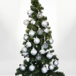 Gümüş Yılbaşı Ağaç Süsleme Seti 24 Parça - 1