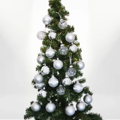 Gümüş Yılbaşı Ağaç Süsleme Seti 24 Parça - 1